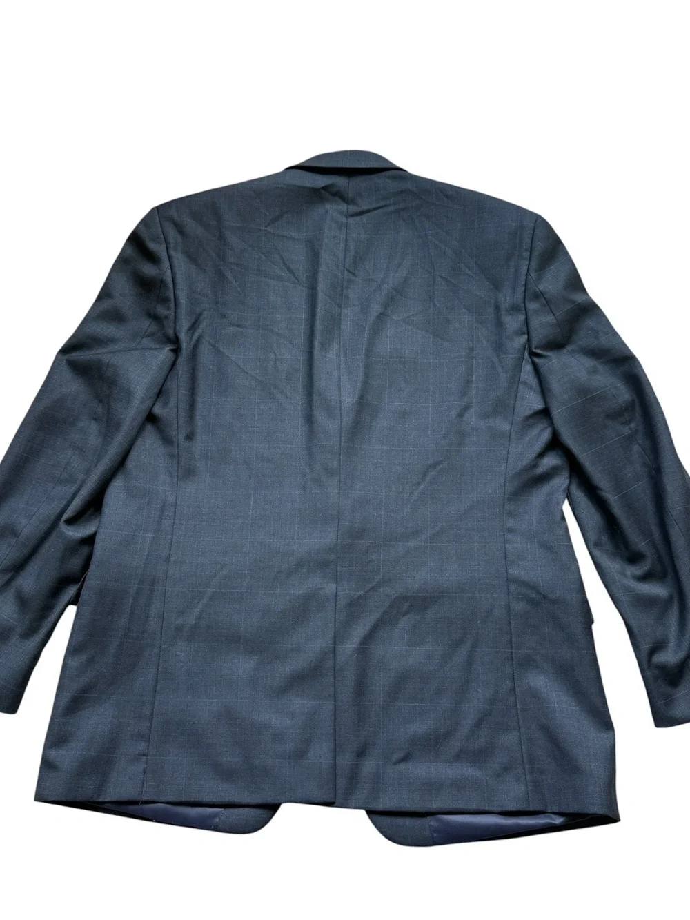 Lauren Ralph Lauren 100% Wool Gray Blue Windowpane Sport Coat Blazer 44R Classic